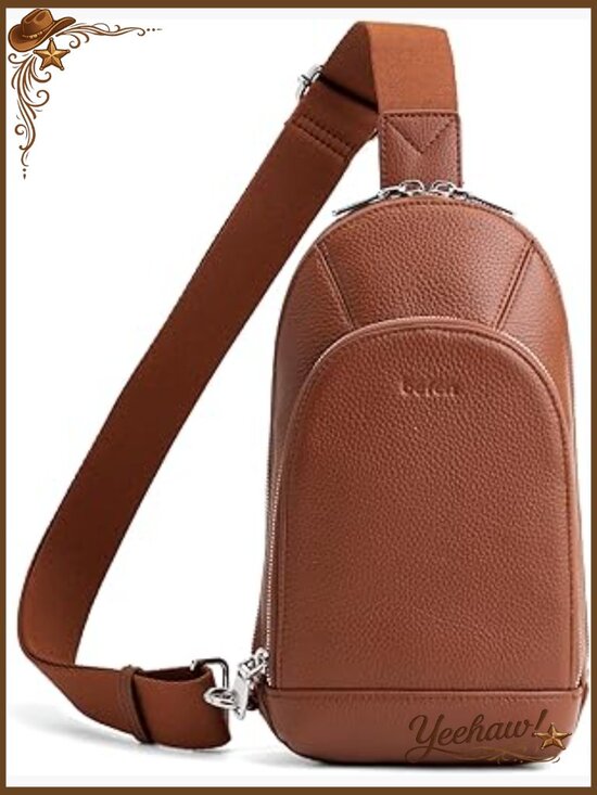 Genuine Leather Anti Theft Crossbody Sling Bag with RFID display picture 3